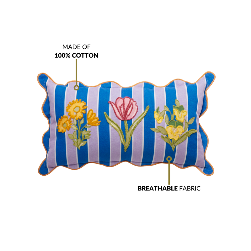 Bloom Era Striped Cotton Cushion Cover 50x30cm