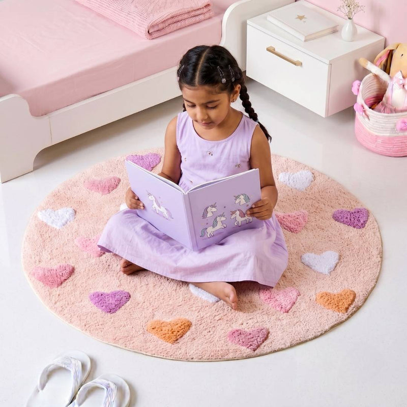 All Hearts Soft Girl Round Rug 100cm