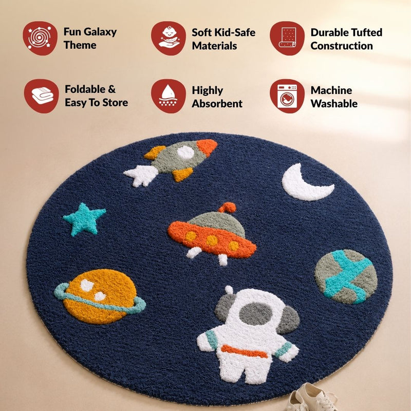 Little Astronaut Tufted Kids Space Rug 100cm