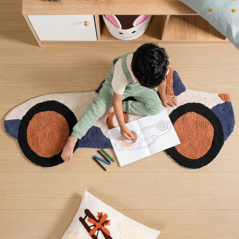 Sports Car Tufted Kids Rug 110x46cm