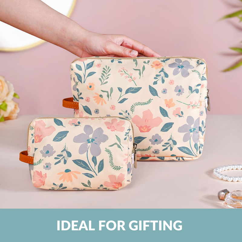 Floral Travel Toiletry Kit Bag Set Of 2