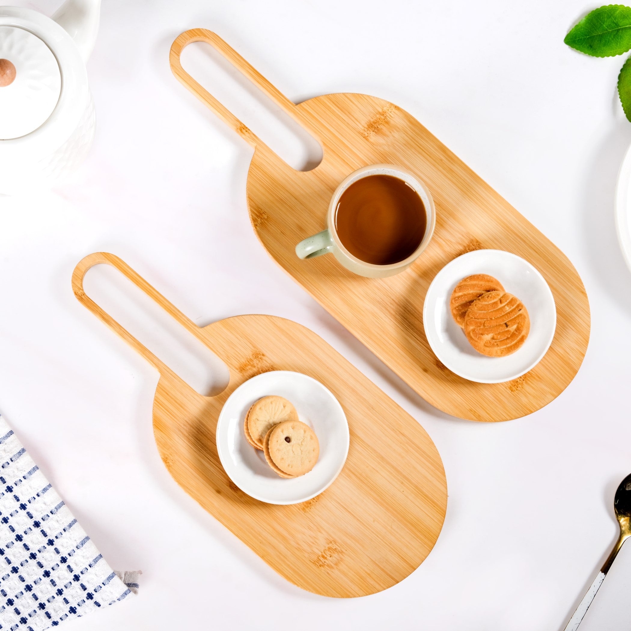 Paddle Shape Bamboo Platter Set Of 2
