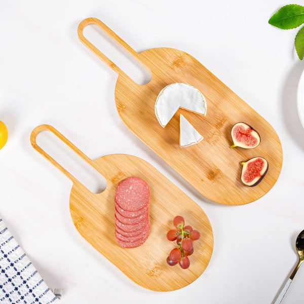 Paddle Shape Bamboo Platter Set Of 2
