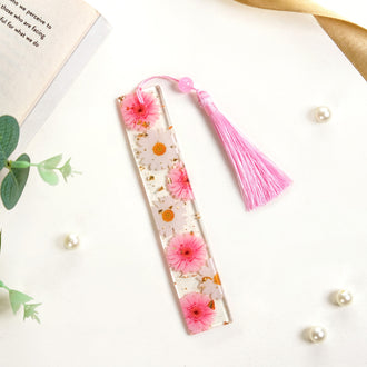 Wild Daisy Resin Bookmark With Pink Tassel