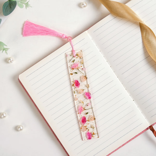 Garden Rose Resin Page Marker With Pink Tassel