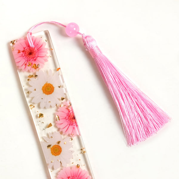 Wild Daisy Resin Bookmark With Pink Tassel