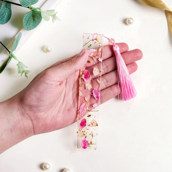 Garden Rose Resin Page Marker With Pink Tassel