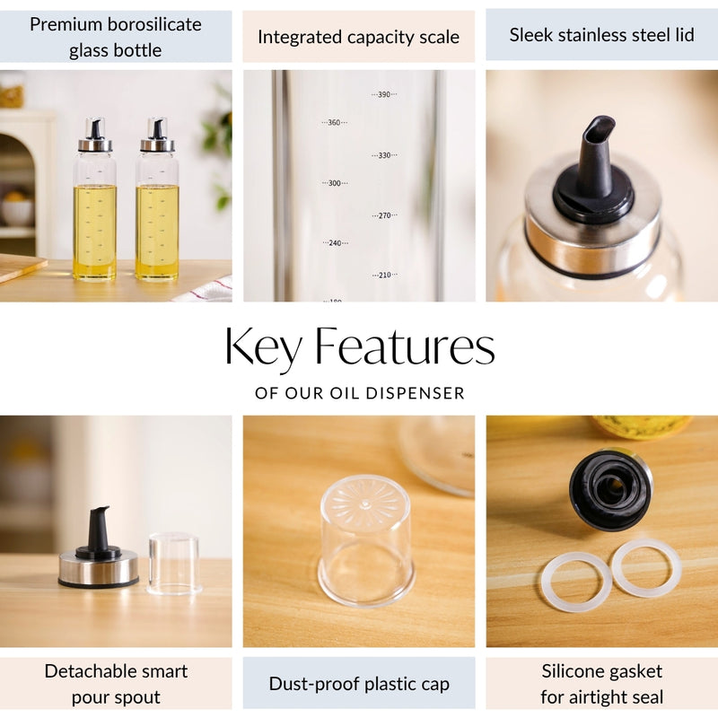 Pair Of Olive Oil And Vinegar Cruet Bottle 500ml