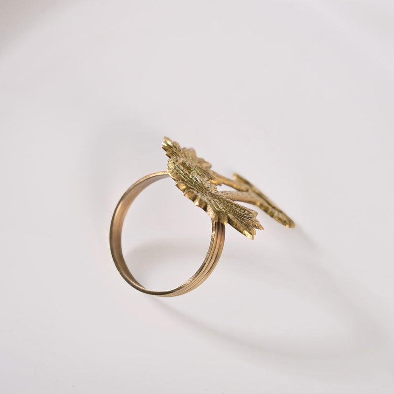 Palm Tree Pure Brass Napkin Ring Set Of 6