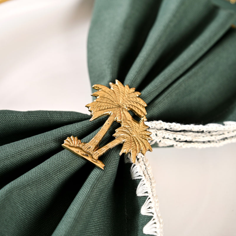 Palm Tree Pure Brass Napkin Ring Set Of 6
