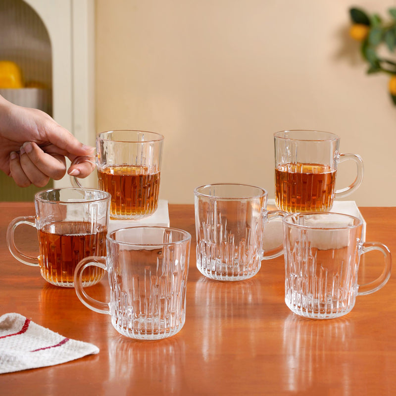 Panelled Embossed Mugs Set Of 6 229ml