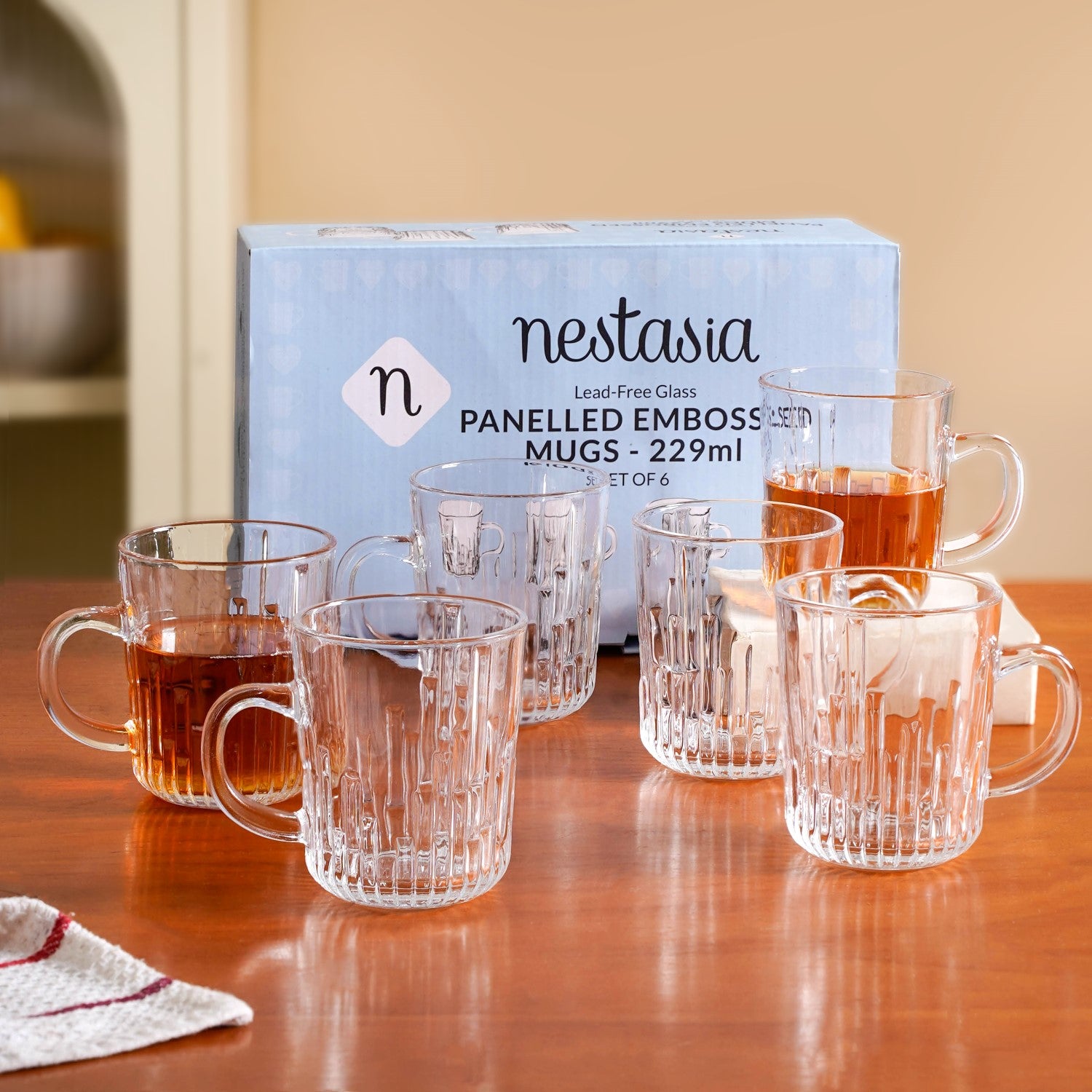 Panelled Embossed Mugs Set Of 6 229ml Online - Premium Coffee Mug