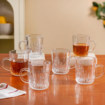 Panelled Embossed Mugs Set Of 6 229ml