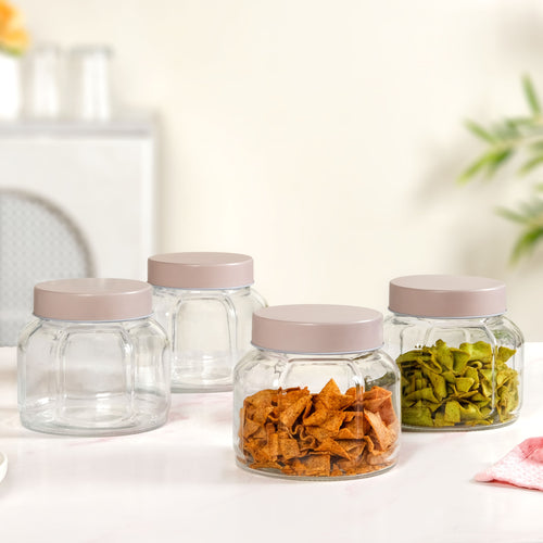 Panelled Jar With Lid Set Of 4 1000ml