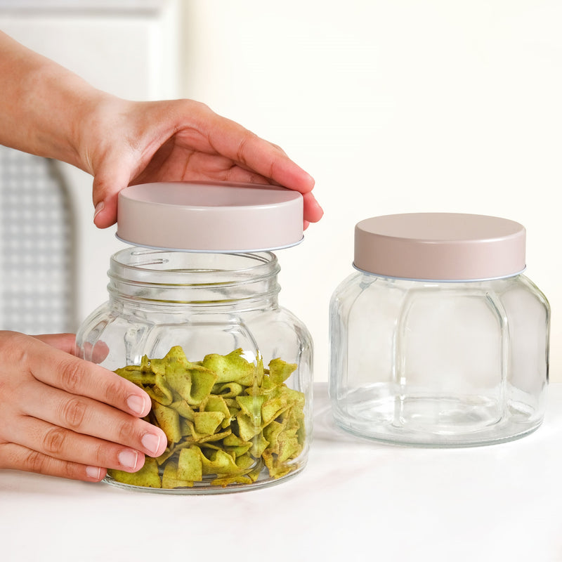Panelled Jar With Lid Set Of 4 1000ml