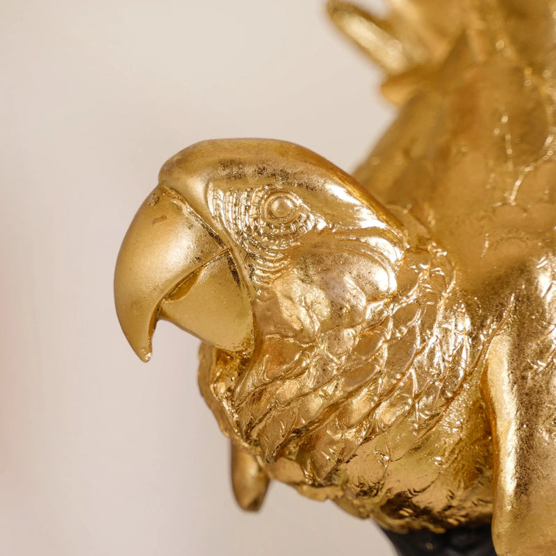Elegant Macaw Showpiece Gold- Parrot Showpiece, Gold Parrot Figurine, Decorative Gold Parrot, Parrot Decor, Parrot Sculpture