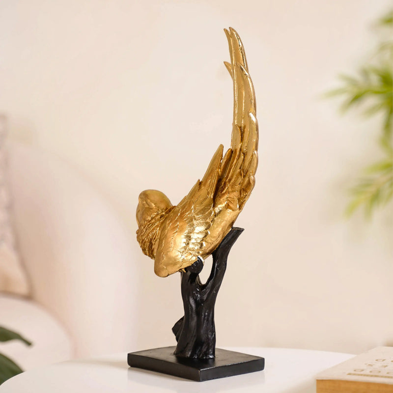 Elegant Macaw Showpiece Gold- Parrot Showpiece, Gold Parrot Figurine, Decorative Gold Parrot, Parrot Decor, Parrot Sculpture