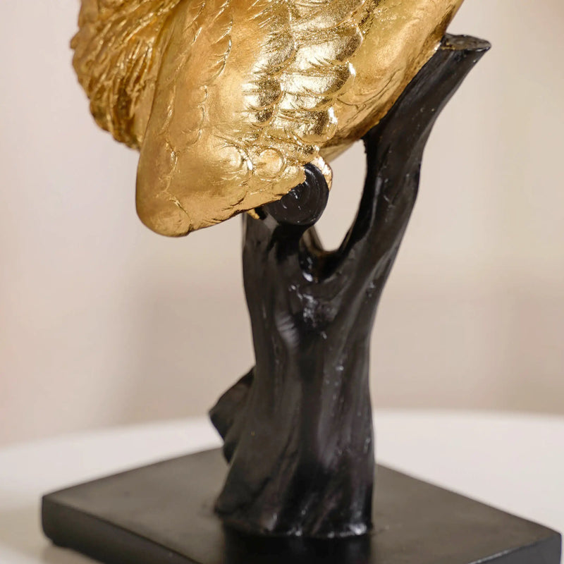 Elegant Macaw Showpiece Gold- Parrot Showpiece, Gold Parrot Figurine, Decorative Gold Parrot, Parrot Decor, Parrot Sculpture