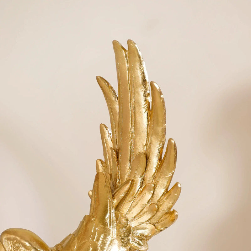 Elegant Macaw Showpiece Gold- Parrot Showpiece, Gold Parrot Figurine, Decorative Gold Parrot, Parrot Decor, Parrot Sculpture