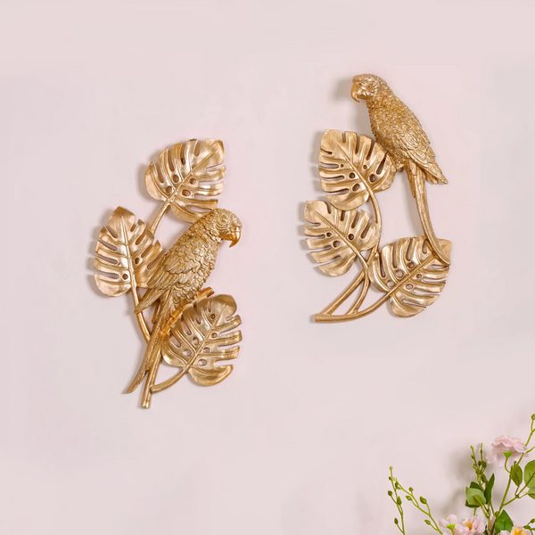 Parrot Monstera Wall Decor Gold