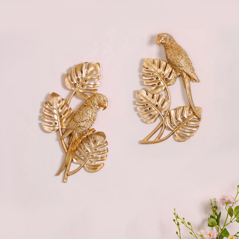 Tropical Parrot Wall Decor Gold