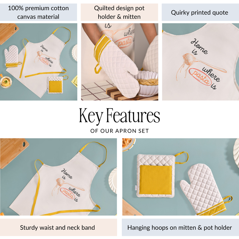 Pasta Lover Apron Mitten And Pot Holder Set Of 3