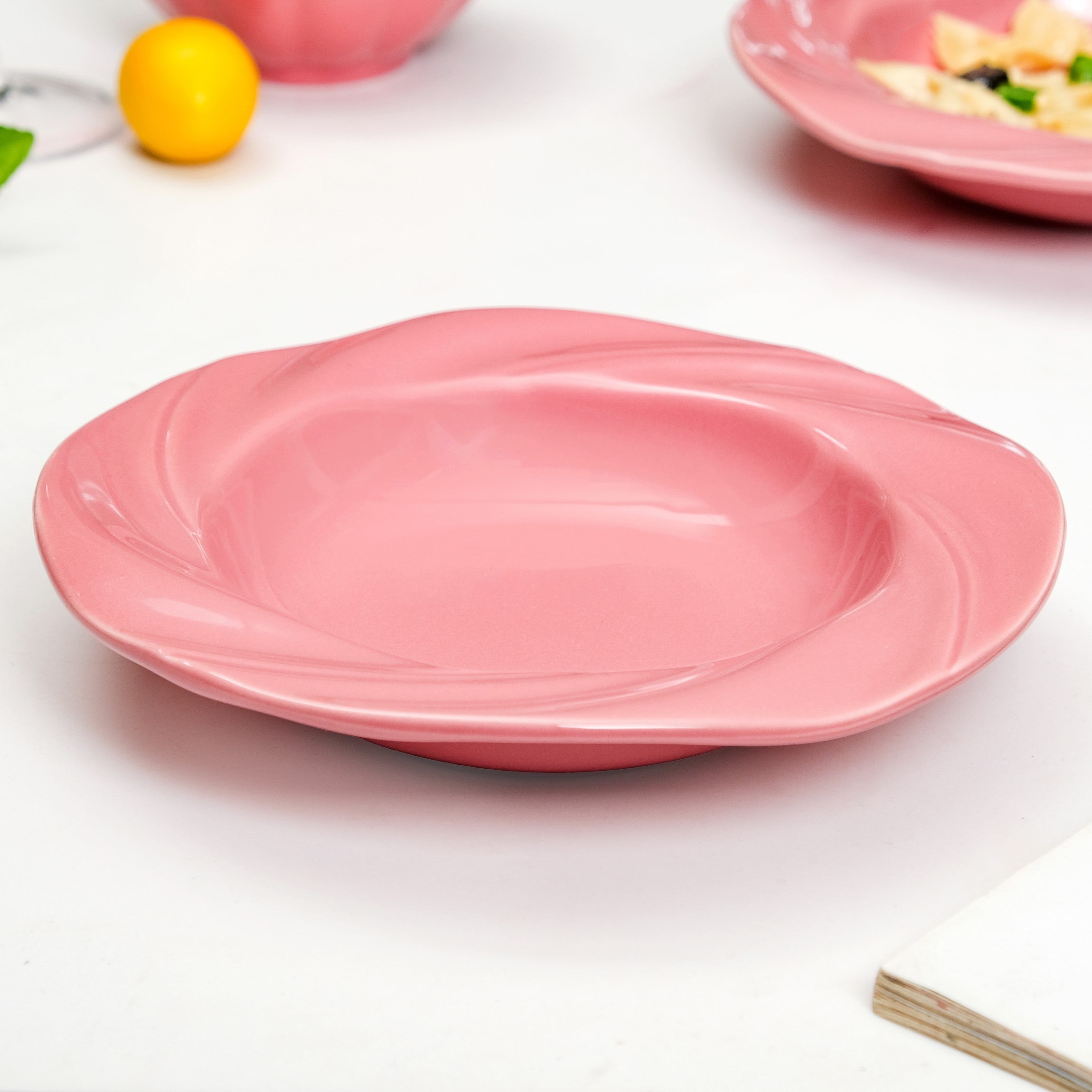 Set Of 2 Whirlwind Pattern Pasta Dish 8 Inch Online - Premium