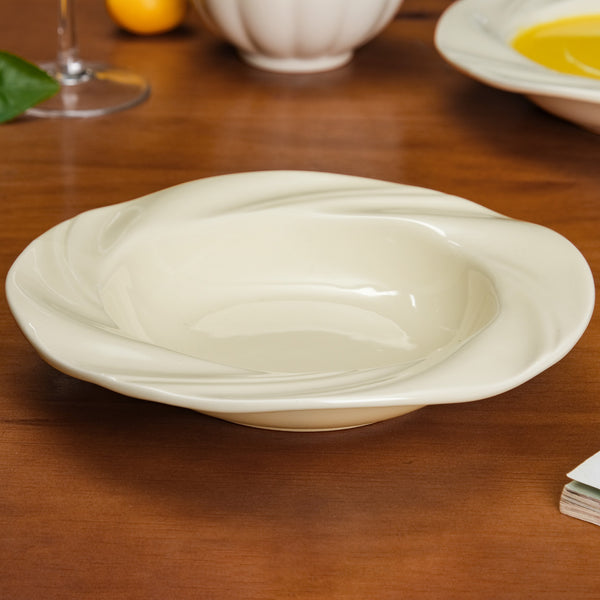 Set Of 2 Swirled Rim Pasta Plate 8 Inch