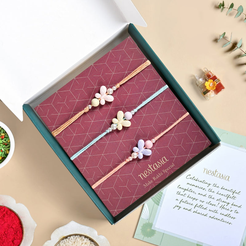 Pastel Butterfly Trio Rakhi Gift Set