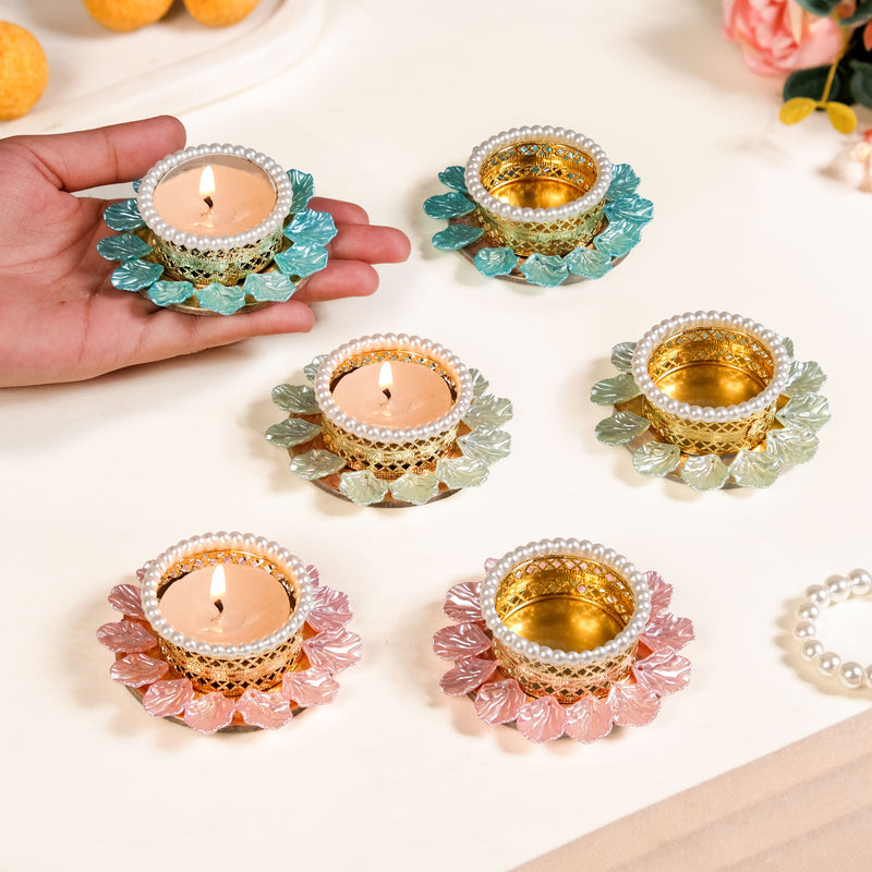 Pastel Bloom Festive Tea Light Holder Set Of 6