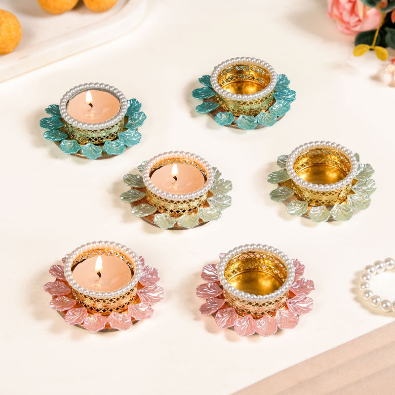 Pastel Bloom Festive Tea Light Holder Set Of 6