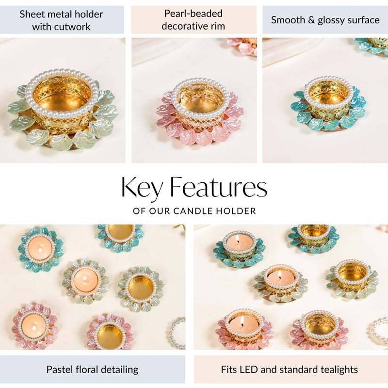 Pastel Bloom Festive Tea Light Holder Set Of 6
