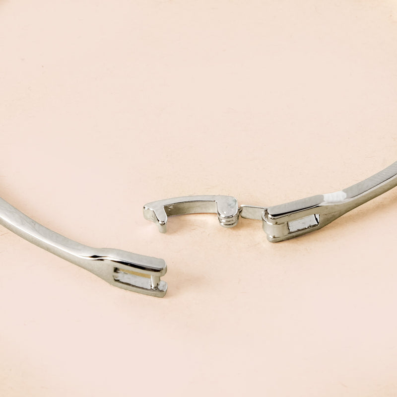 Patterned Diamond Silver Statement Bracelet