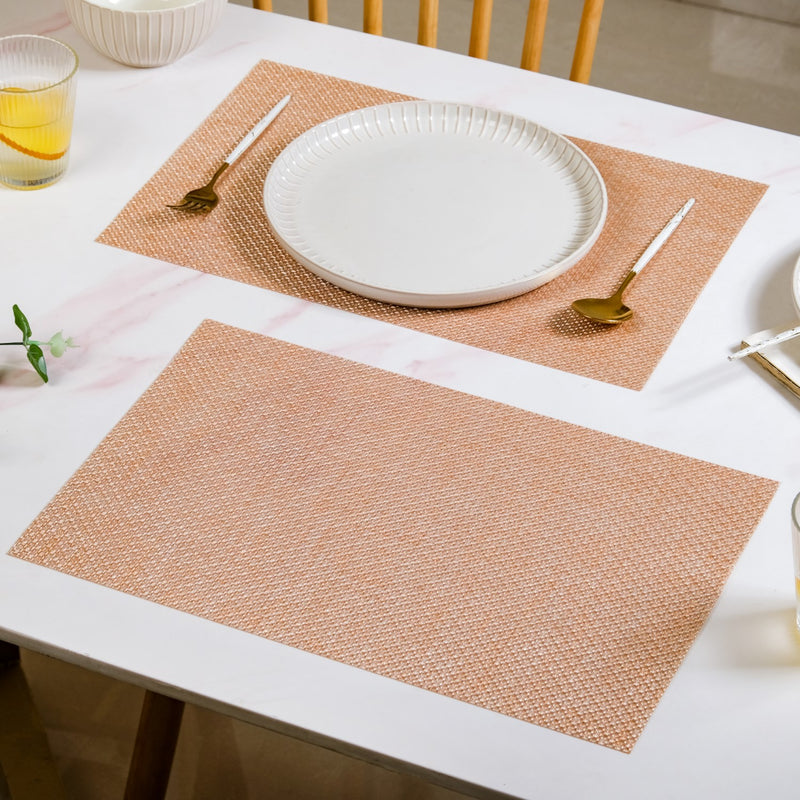 Woven Peach Placemat Set Of 6