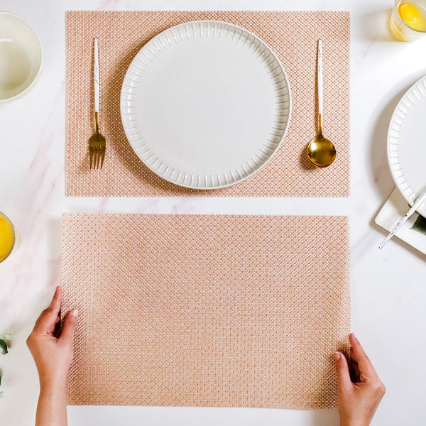 Woven Peach Placemat Set Of 6