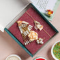 Peach Rose Pearl Rakhi And Lumba Set