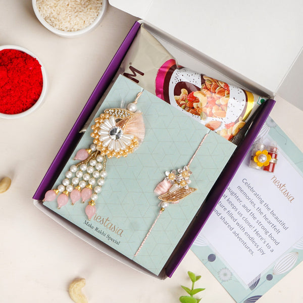 Peach Royale Rakhi Lumba Set