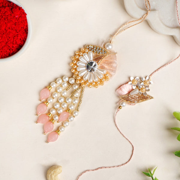 Peach Royale Rakhi Lumba Set