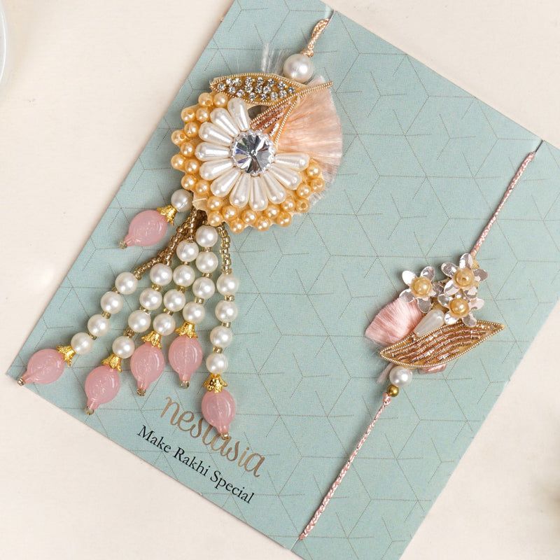 Peach Royale Rakhi Lumba Set
