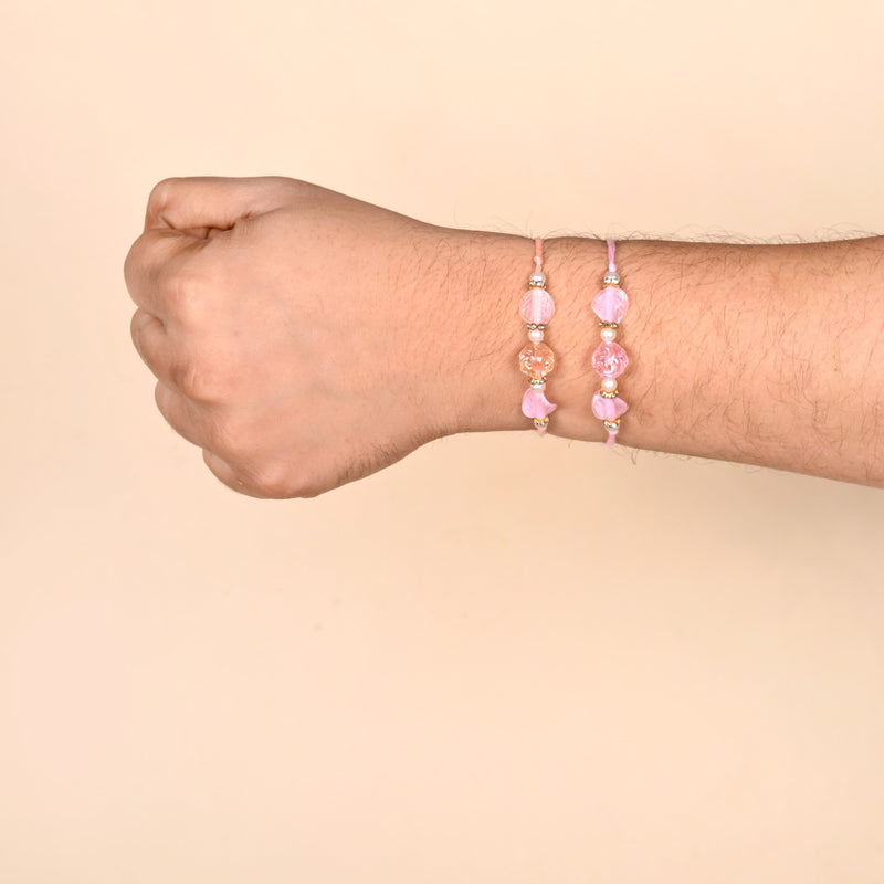 Peach and Pink Rakhi Set Of 2