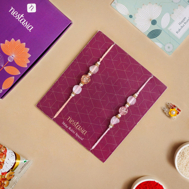 Peach and Pink Rakhi Set Of 2
