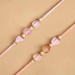 Peach and Pink Rakhi Set Of 2