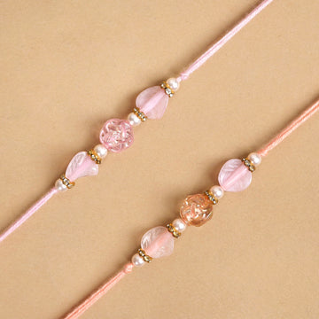 Peach and Pink Rakhi Set Of 2