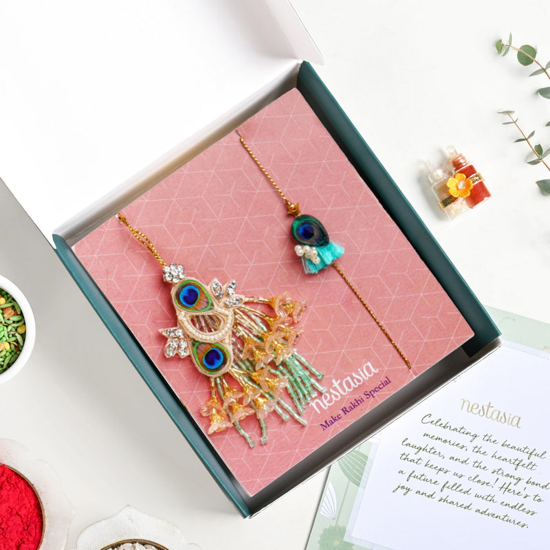 Peacock Grace Rakhi Set