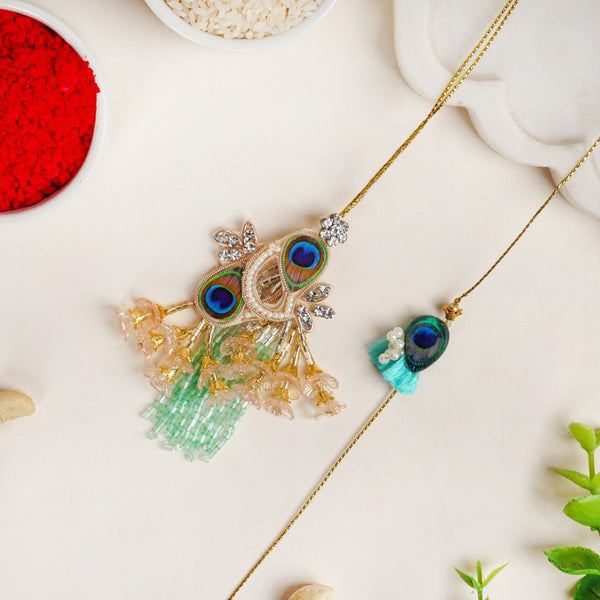 Peacock Grace Rakhi Set