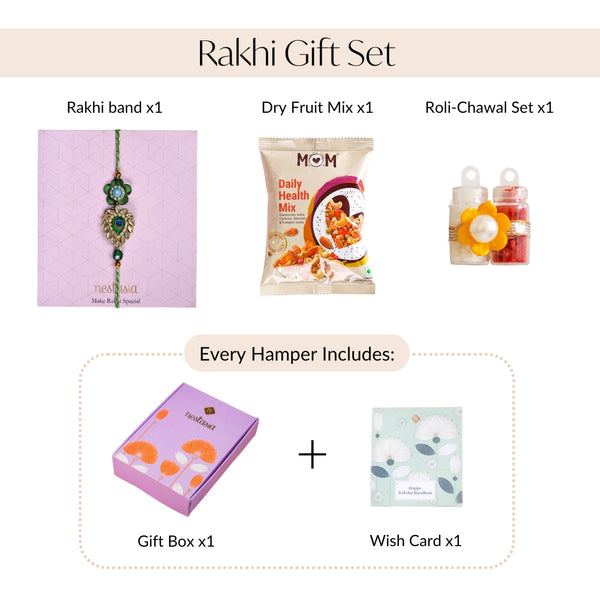 Peacock Kundan Rakhi Gift Set