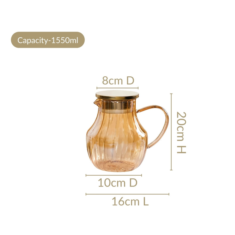 Pear Shaped Amber Borosilicate Glass Jug 1550ml