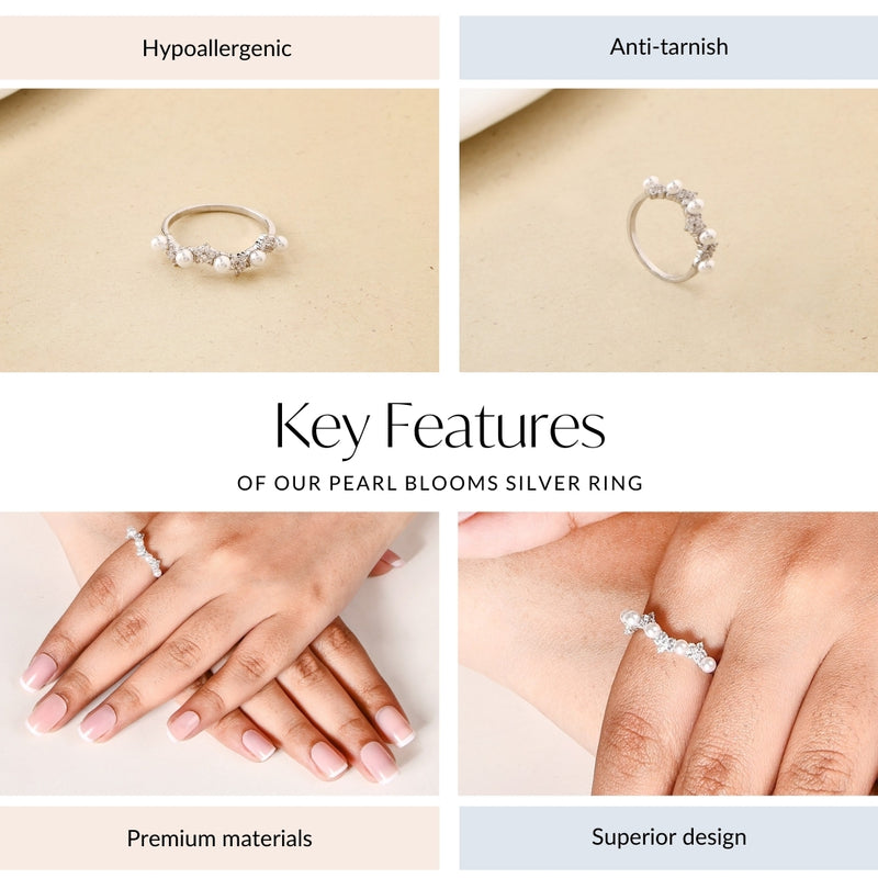 Pearl Blooms Silver Ring