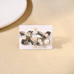 Pearl Flora Abstract Studs Silver