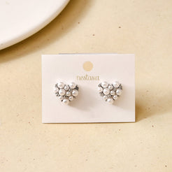 Pearl Of The Heart Stud Earrings Silver